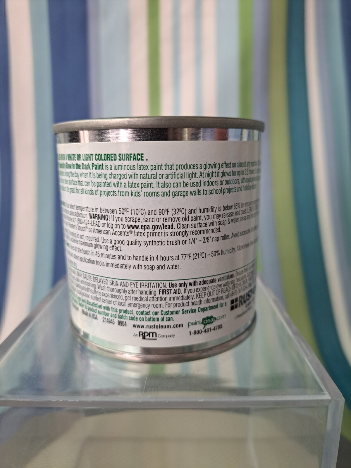 NOS 2004 RUST-OLEUM SPECIALTY GLOW IN THE DARK LUMINOUS LATEX PAINT CAN BIN09