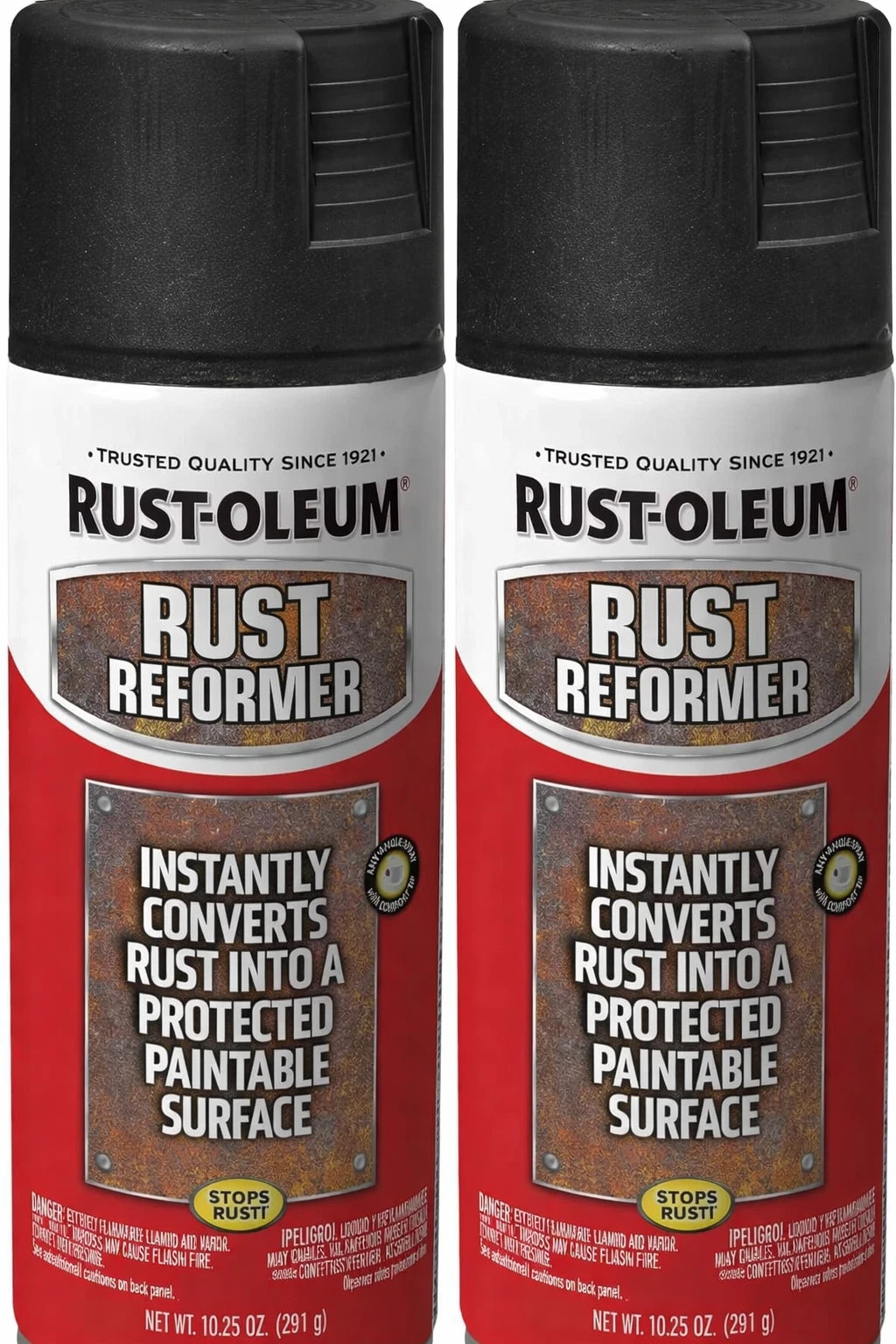 2 pack Rust-Oleum Stops Rust Converter Reformer Spray Flat Black Finish 10.25 oz