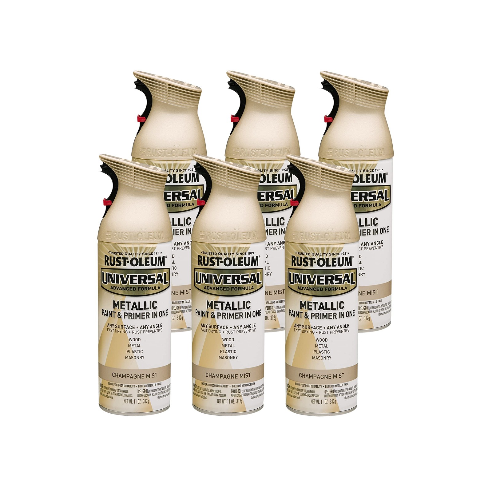 Rust Oleum Universal Spray Paint 11Oz Pack Of 6 Champagne Mist All Surface Paint