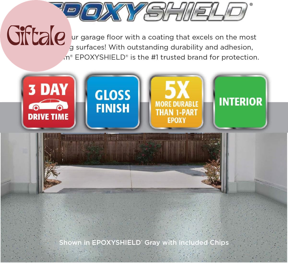 365186 EPOXYSHIELD Garage Floor Coating Kit, 2.5 Car, Gloss Dark Gray