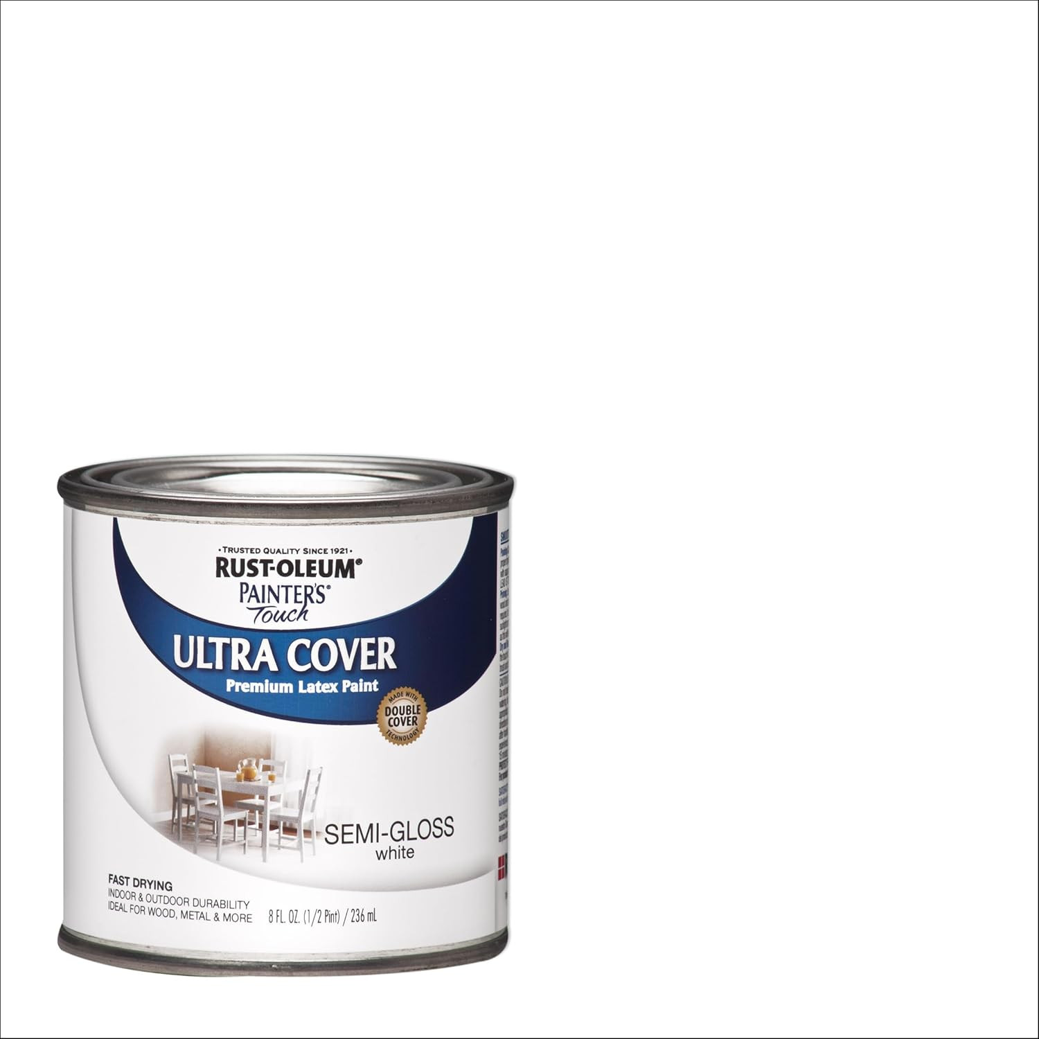 Rust-Oleum 1993730 Painter’S Touch Latex Paint, Half Pint, Semi-Gloss White 8 Fl