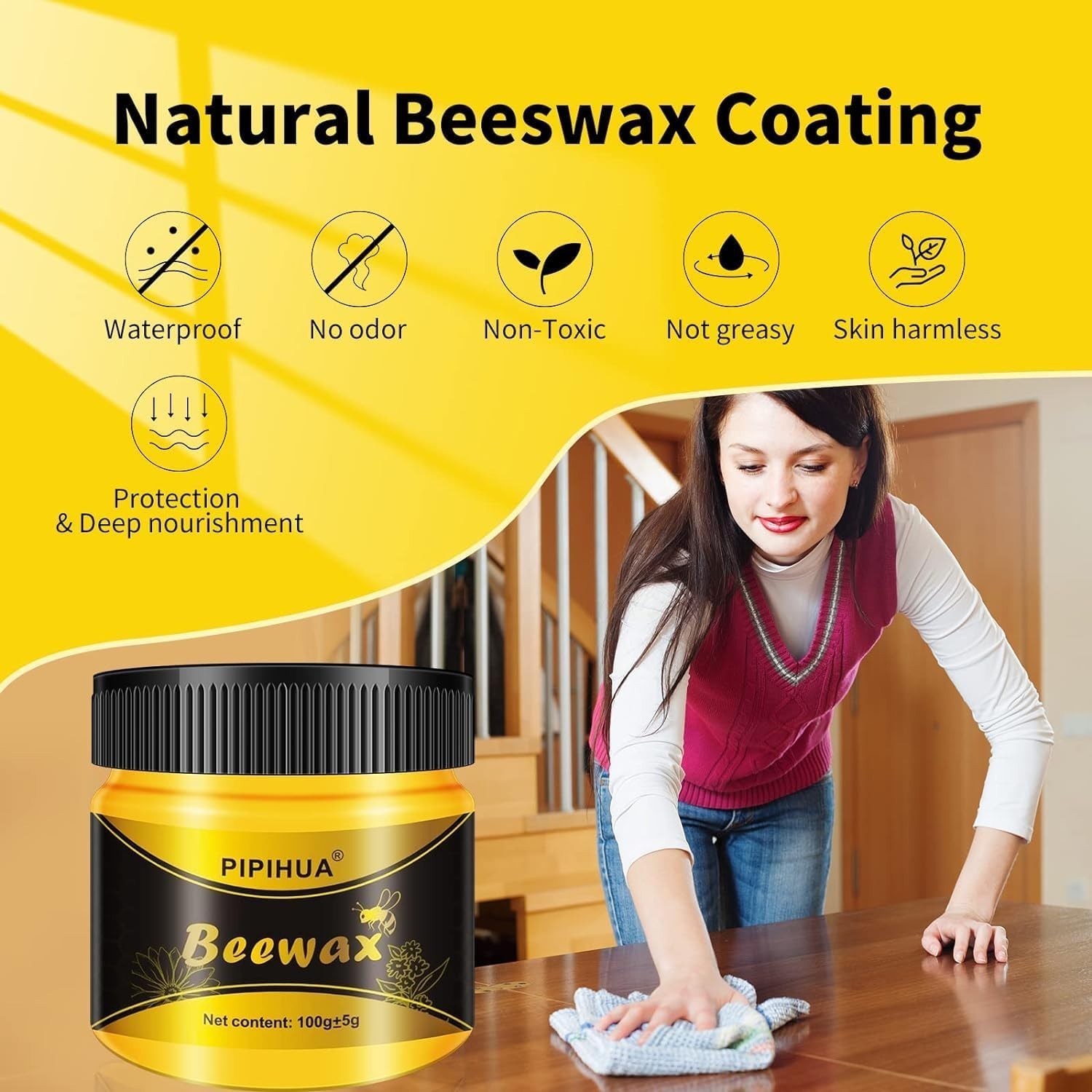 Eco-Friendly Beeswax Wood Conditioner & Polish – Restores & Protects Furniture