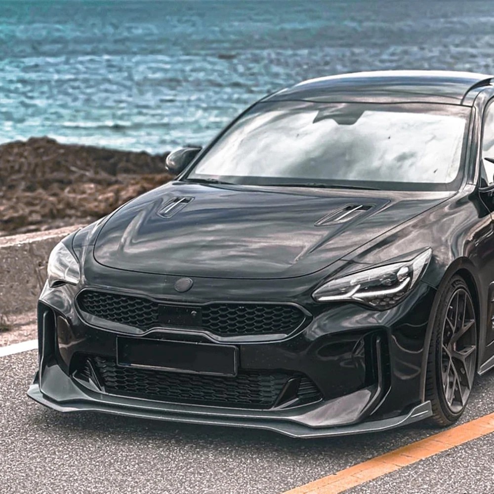 Car Front Spoiler Lip Kit Splitter for Kia Stinger GT 2018-2024 Black