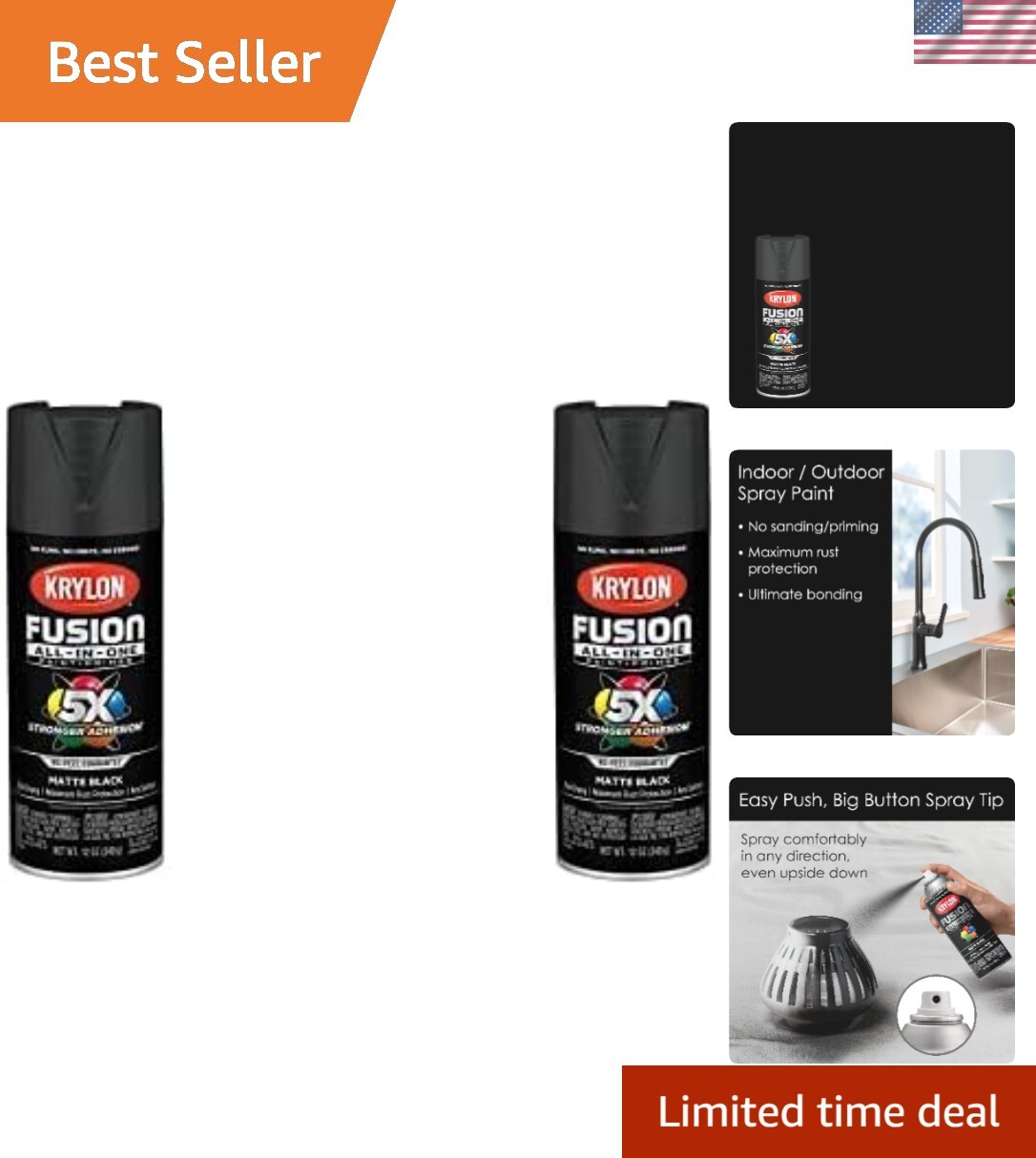 Fusion All-In-One Matte Black Spray Paint 12 oz. (Pack of 2) – Rust Resistant