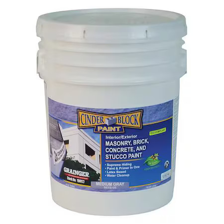 Rae 9618-05 Exterior Paint, Flat, Water Base, Medium Gray, 5 Gal