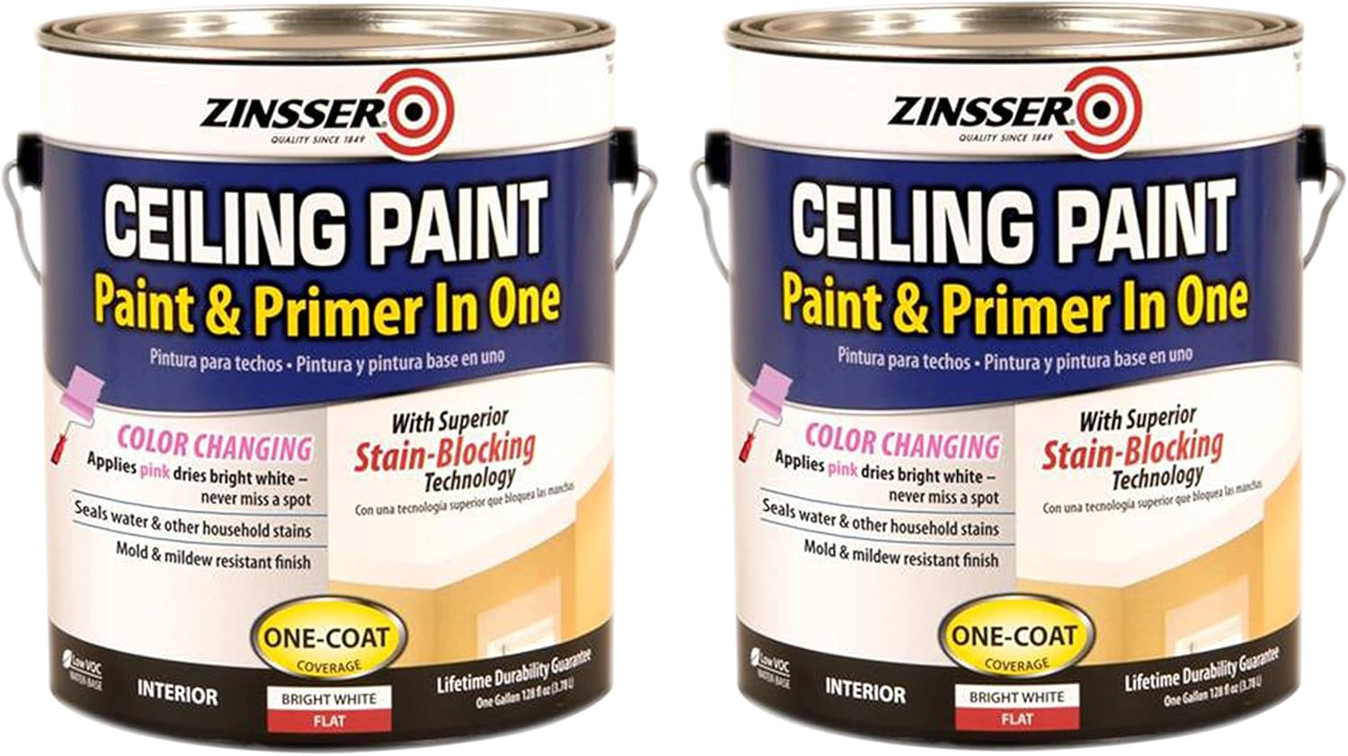 Bright White Ceiling Paint & Primer 2-Pack, 1 Gallon Each