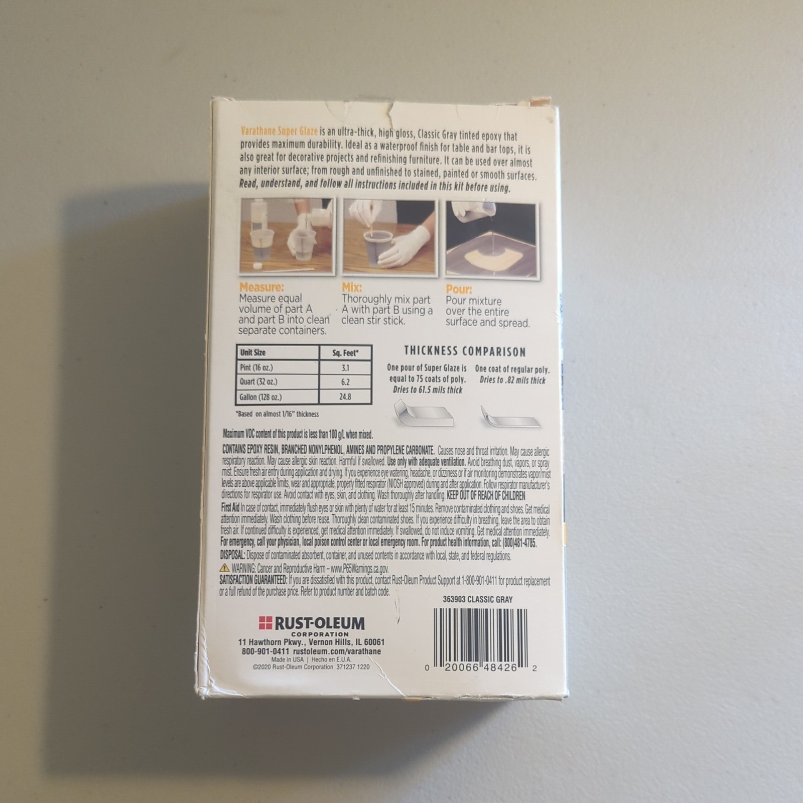 Varathane Super Glaze Pour-On Epoxy Quart High Gloss – Classic Gray