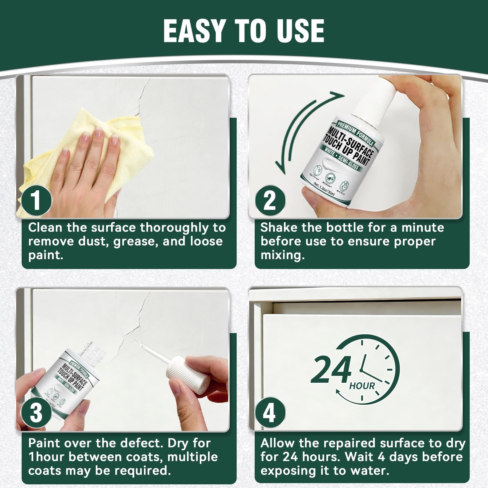 White Touch Up Paint, White Paint for Walls, Doors, Cabinets & Furniture, Hig…