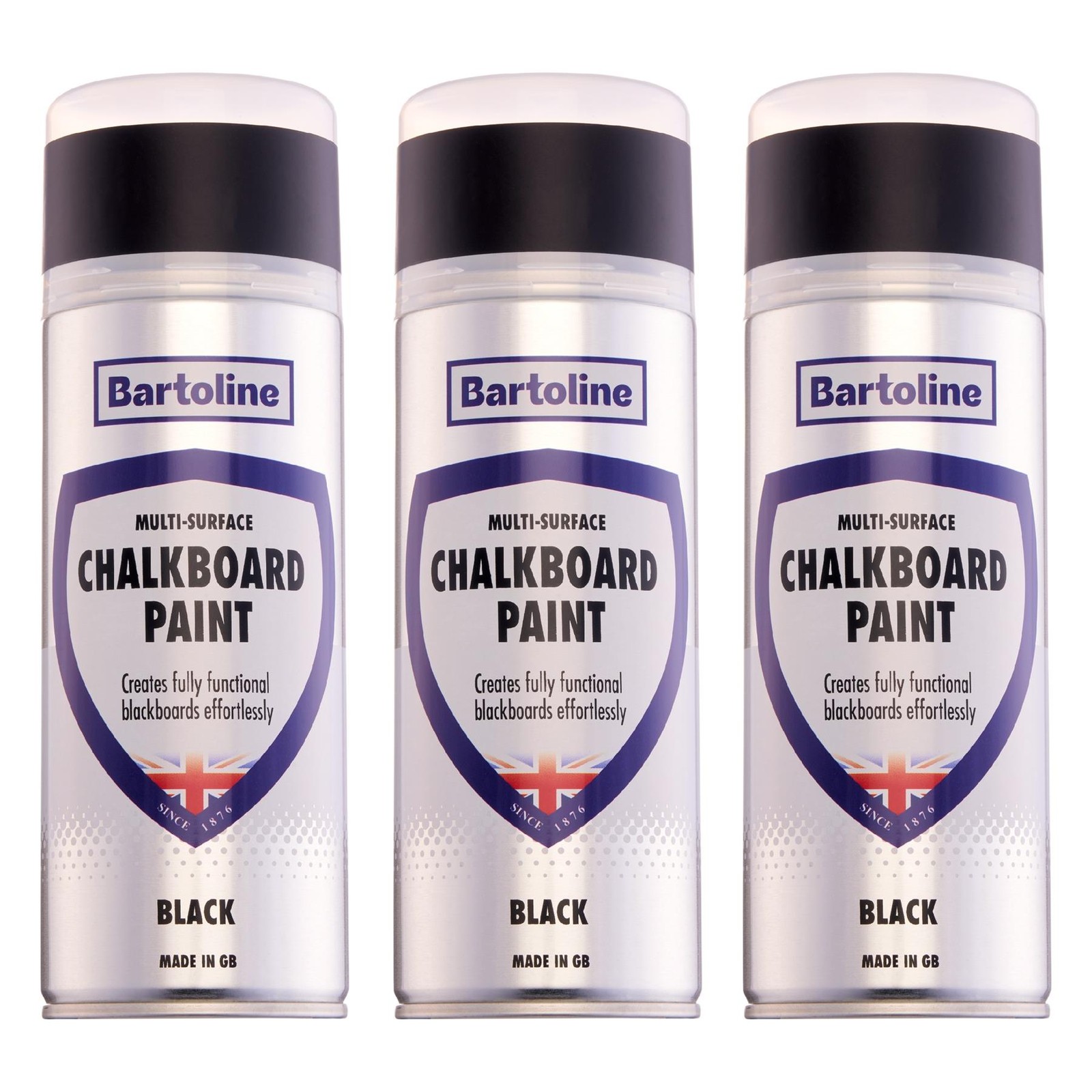 3x Bartoline Chalkboard Paint Black All Surface Doors Walls Furniture 13.53oz