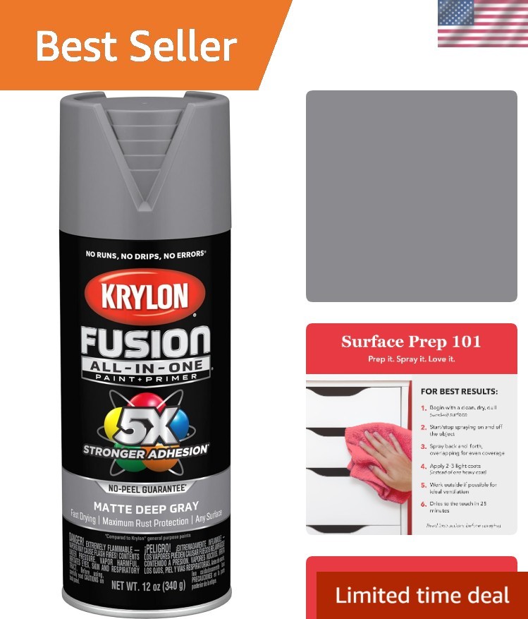 Fusion 12 Oz. Matte Spray Paint in Deep Gray – Fast-Drying & Rust Resistant