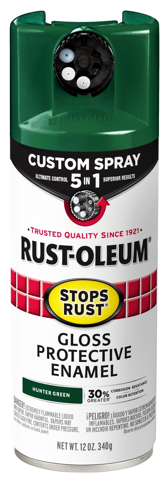Rust Oleum Stops Rust Gloss Hunter Green 12 Ounce 5 In 1 Custom Spray Paint