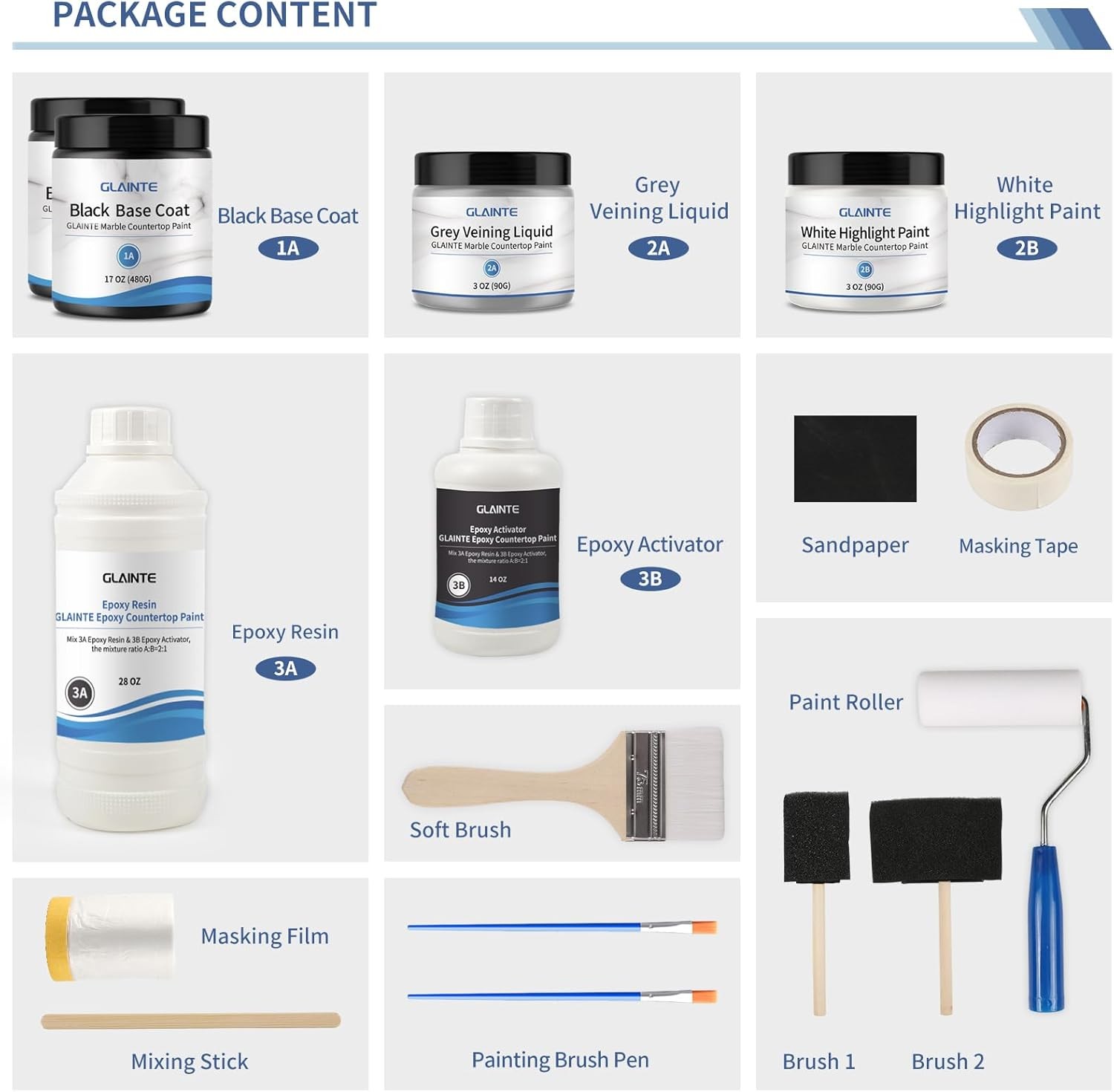 Black Marble Countertop Paint Kit Epoxy Countertop Refinishing Paint Kit, Kitche