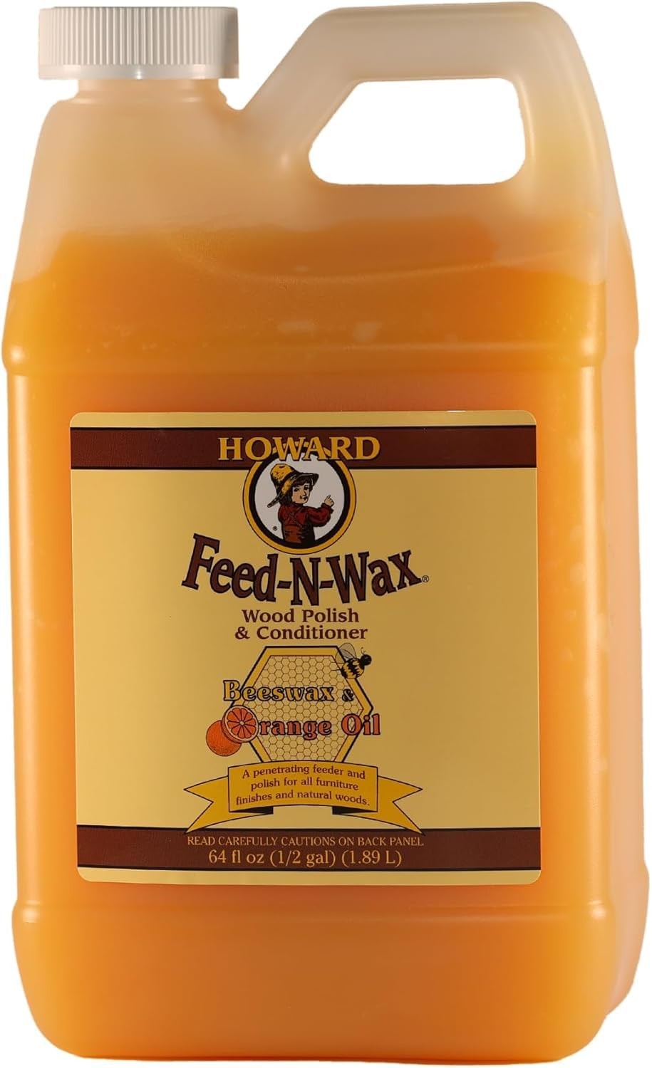 Feed and Wax Wood Polish 64 Fl Oz Carnauba Beeswax Conditioner for Furniture