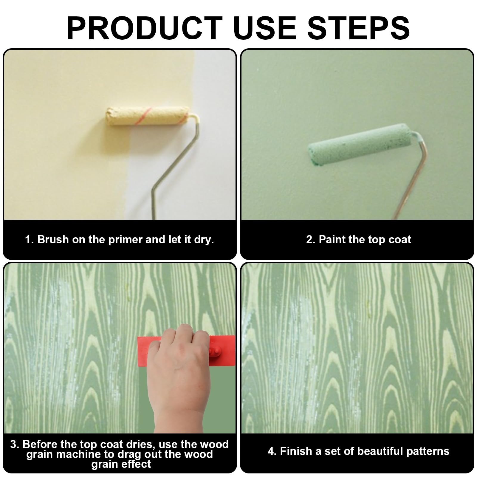 Wood Graining Tool Set – 4 Pieces Decorative Wood Grain Brushes