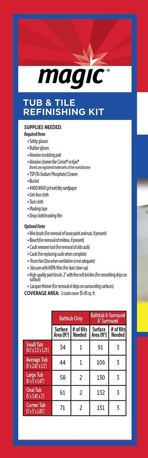 Tub and Tile Refinishing Kit – Spray on Aerosol – Refinish Sinks Tile Por