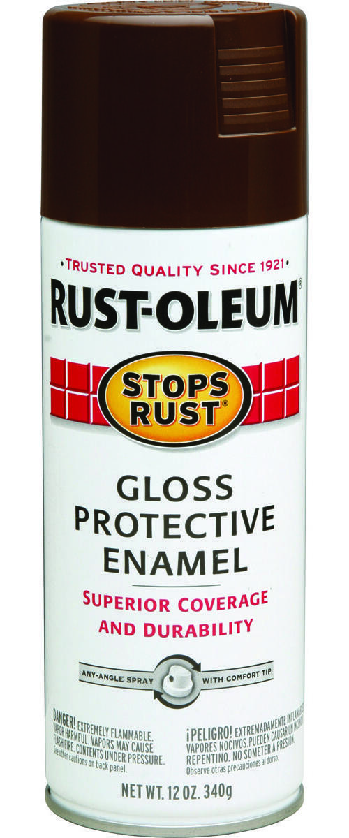 Enamel Protective Paint Stops Rust – Gloss Leather Brown 12-oz Spray