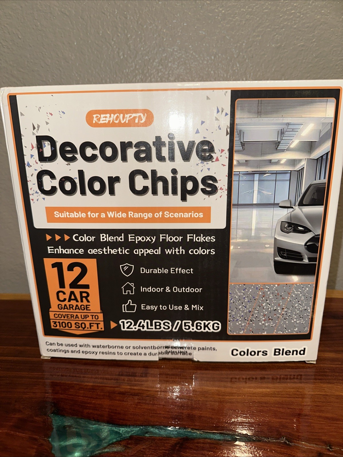 Blend Decorative Color Chips, 3-5MM Epoxy Floor Flakes Chips- Black, White, Grey