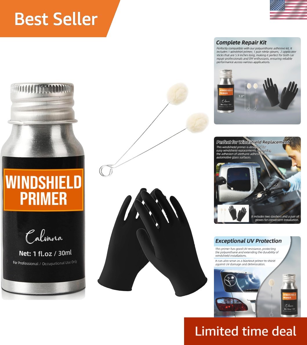 1 fl. oz UV Resistant Urethane Windshield Primer with Applicator Sticks & Gloves