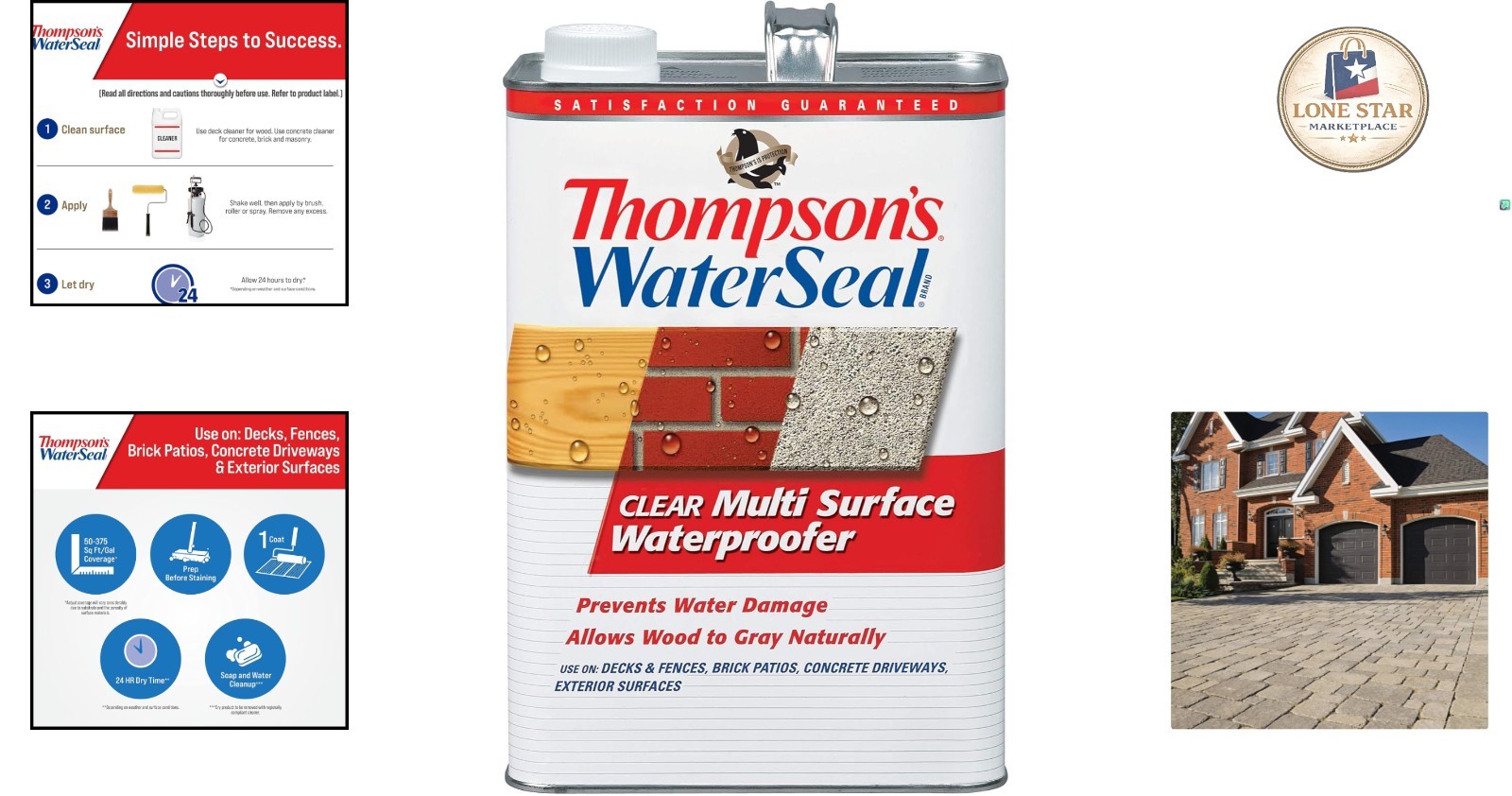 1 Gallon Thompson’s WaterSeal Clear Waterproof Stain—Fade-Resistant, Easy Apply