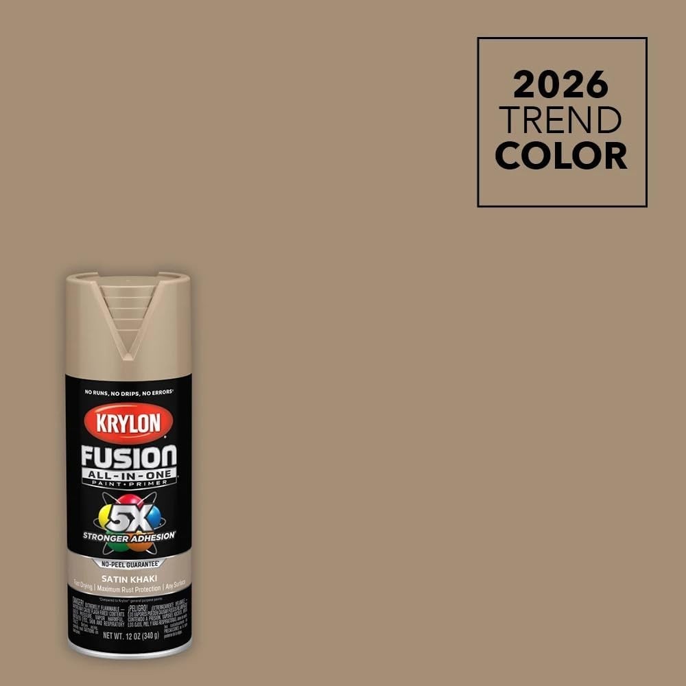 Fusion All-In-One Adhesive Spray Paint – 12 oz Khaki, Fast-Drying for Durability