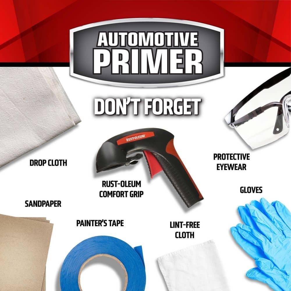 Rust-Oleum 12 oz White Sandable Primer Spray Paint Auto Metal Wood 6-Pack
