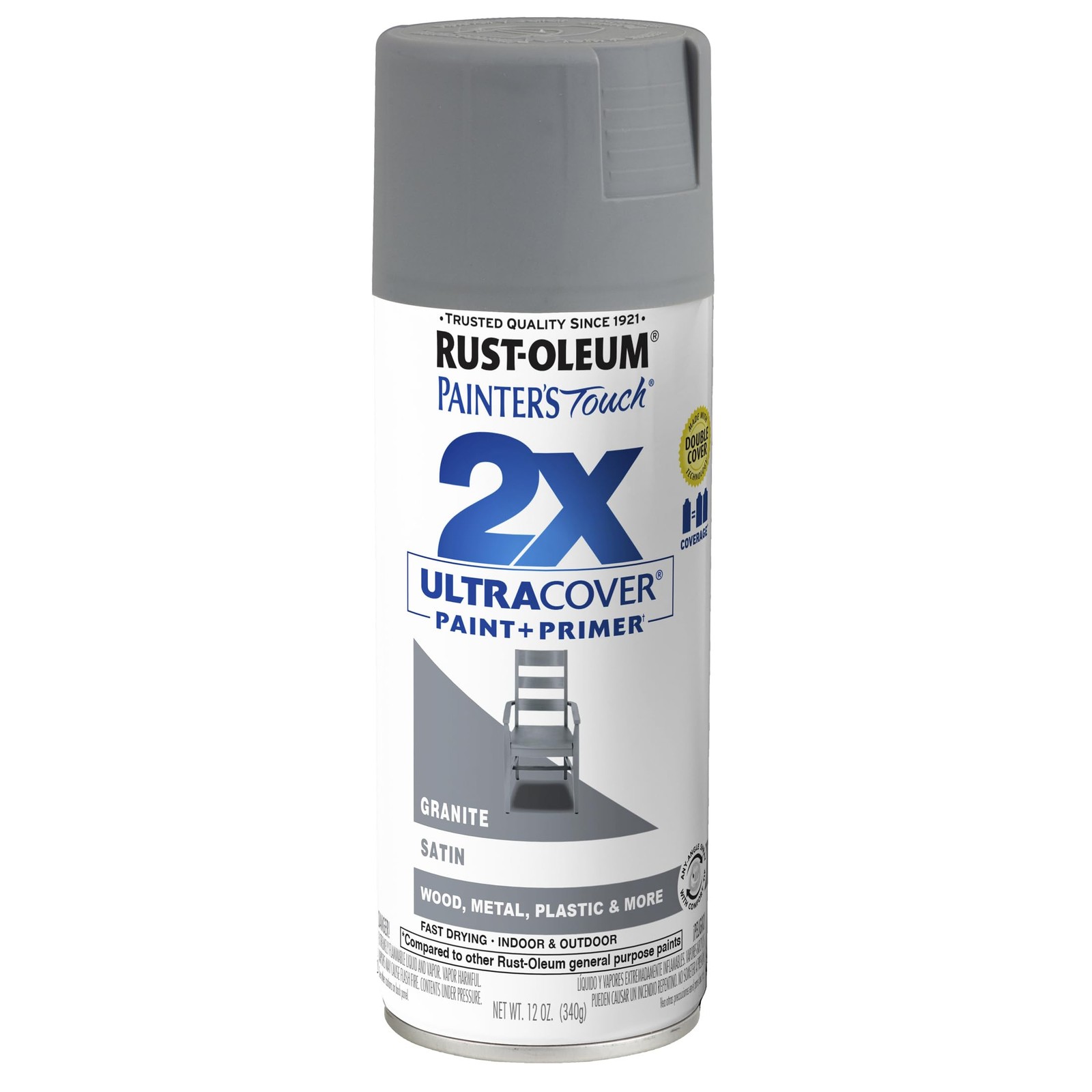 Rust-Oleum Painter’s Touch 2X Satin Granite Spray Paint 12 Ounce Ideal for Al…