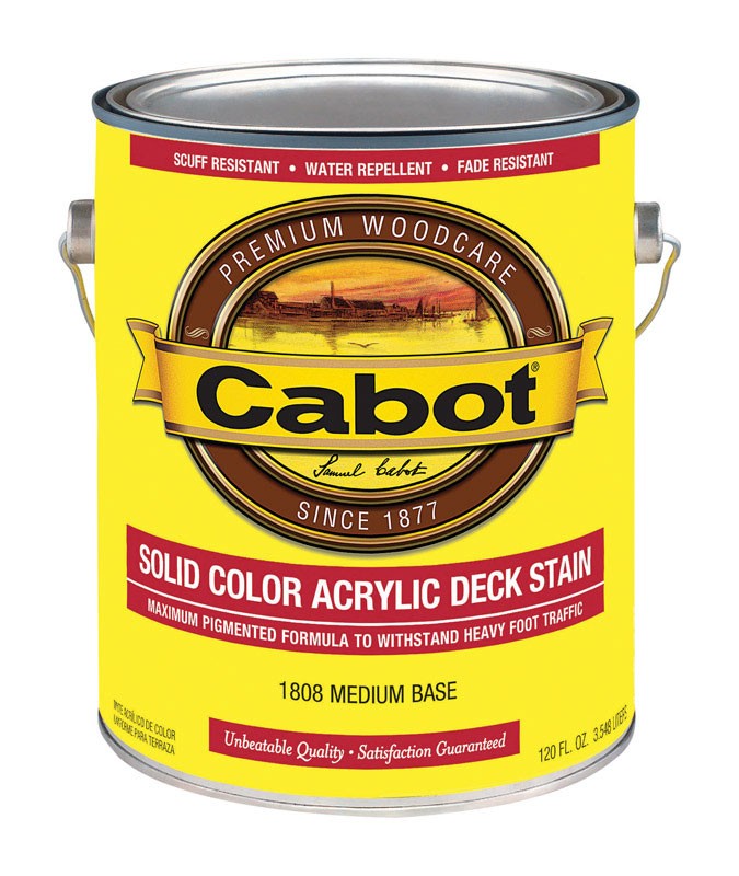 Cabot 1808-07 Medium Base Solid Acrylic Tintable Deck Stain 1 gal. (Pack of 4)