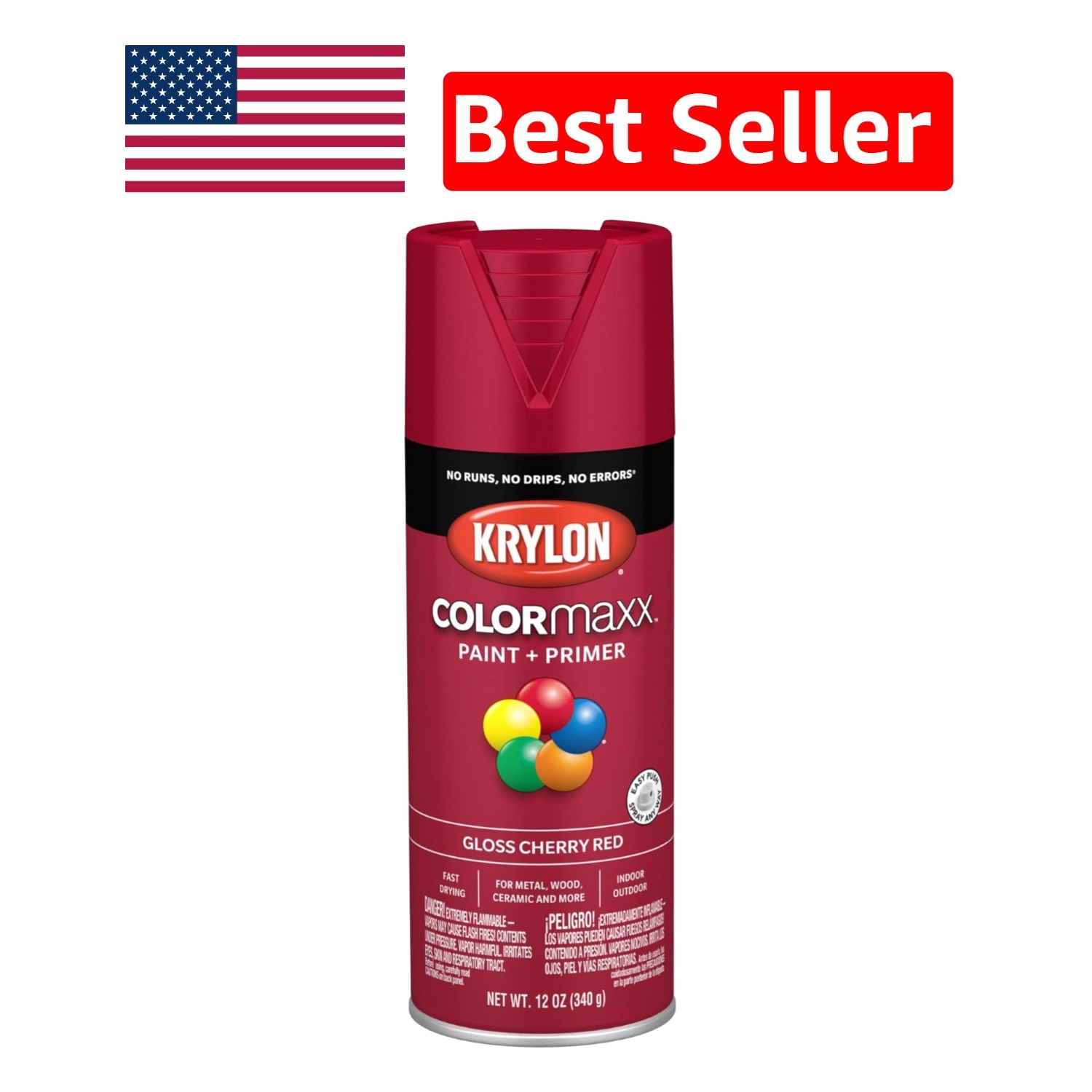Fast-Drying 12 oz KRYLON COLORmaxx Gloss Cherry Red Spray Paint for All Surfaces