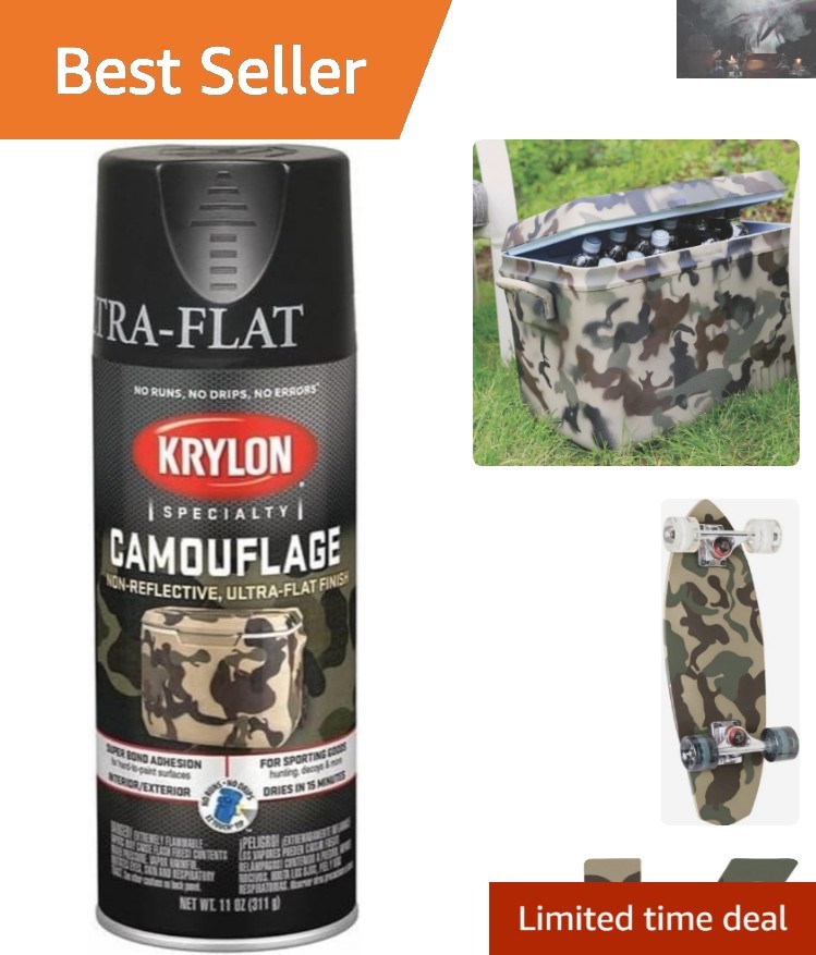 Krylon Ultra Flat Camouflage Spray Paint – Black, 11oz Quick Dry Solution
