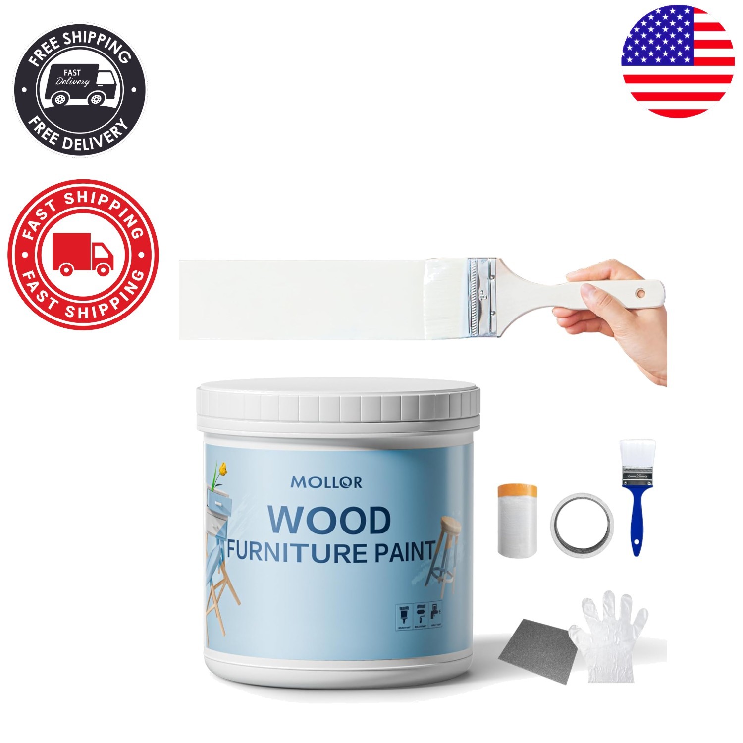 16 Oz White Wood Paint – Fast-Drying, Non-Toxic, Easy Application for Furniture