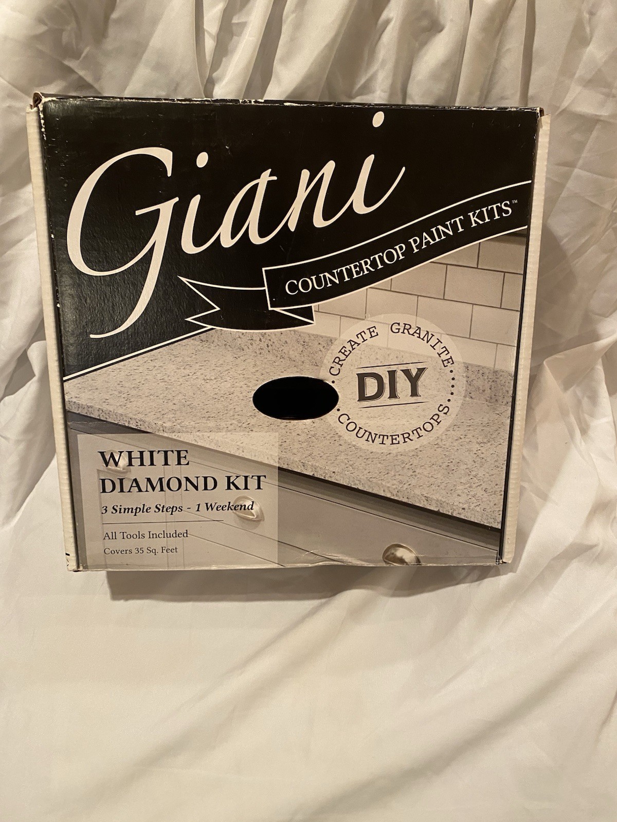 NEW Giani Countertop Paint Kit White Diamond Box Kit Covers 25 Sq Feet
