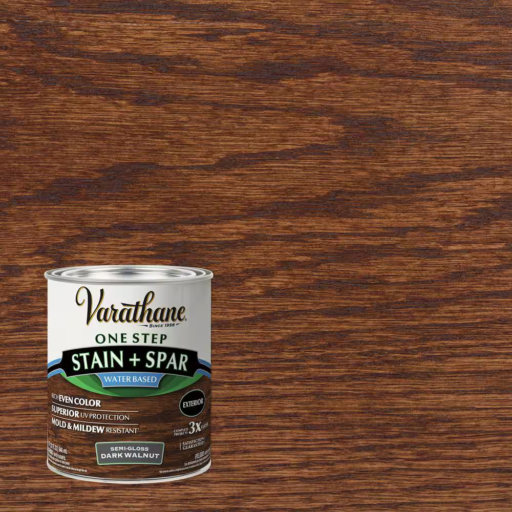 1 Qt. Dark Walnut Semi-Gloss Water-Based Exterior Spar Urethane Stain (Case of 2