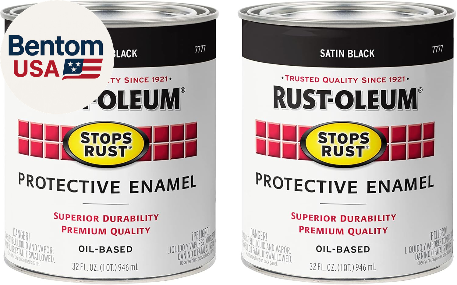 7777502-2PK Stops Rust Brush on Paint, 1 Quarts (Pack of 2), Satin Black