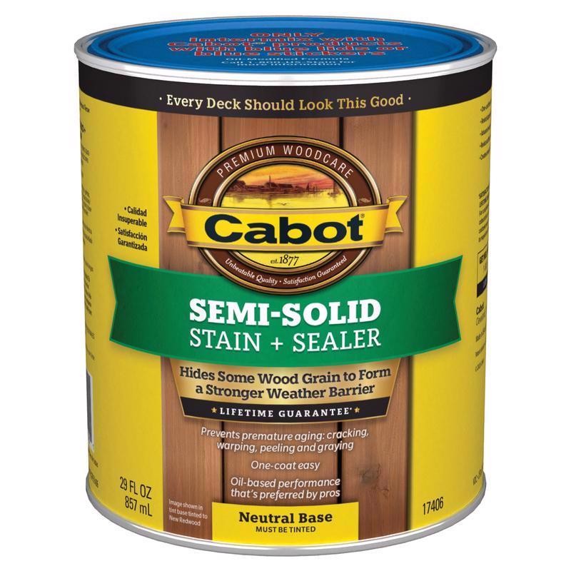 Cabot Low VOC Semi-Solid Tint Neutral Oil-Based Deck and Siding Stain 1qt (4-PK)