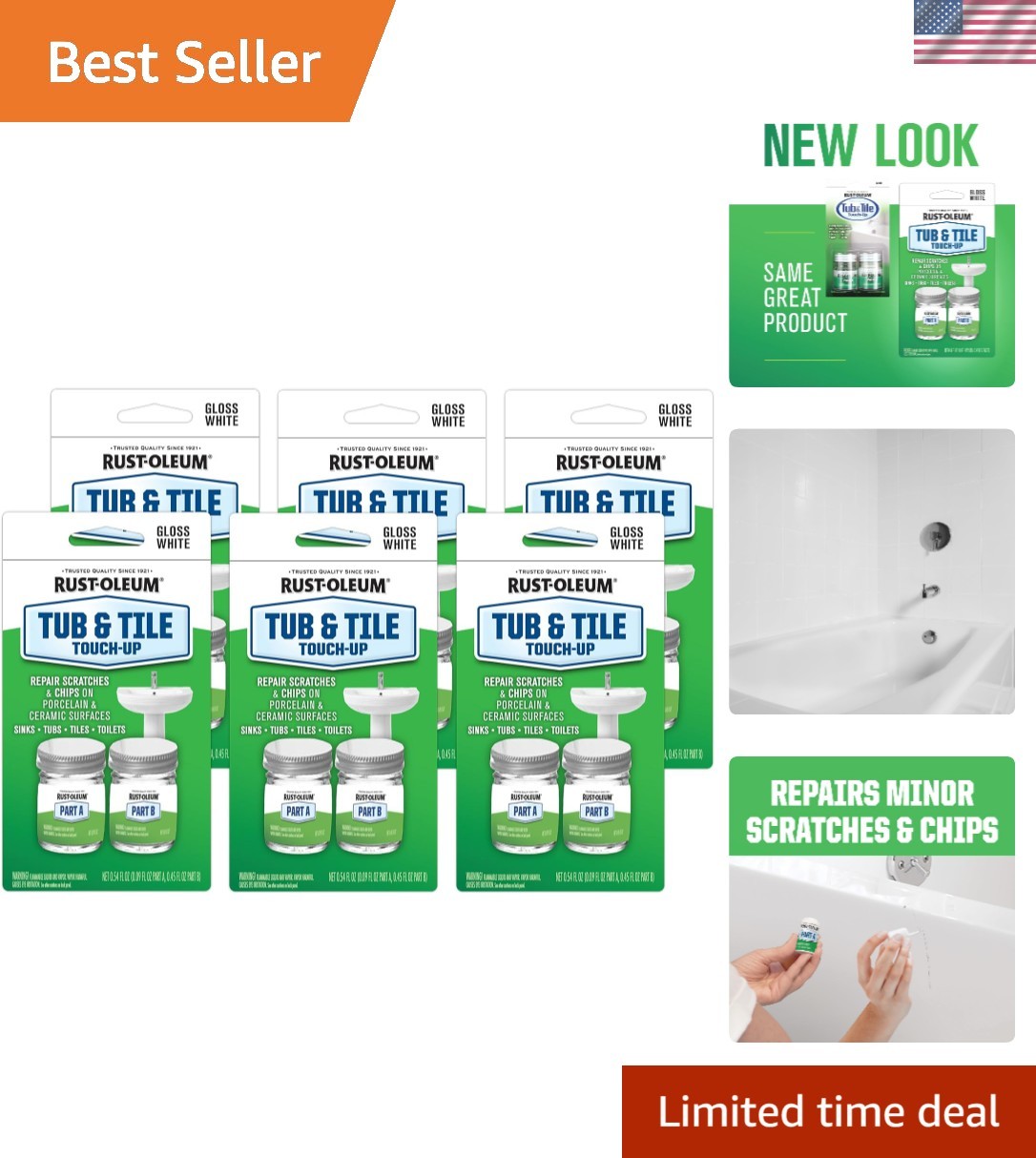 Tub And Tile 2-Part Touch Up Paint, White, 6 Pack