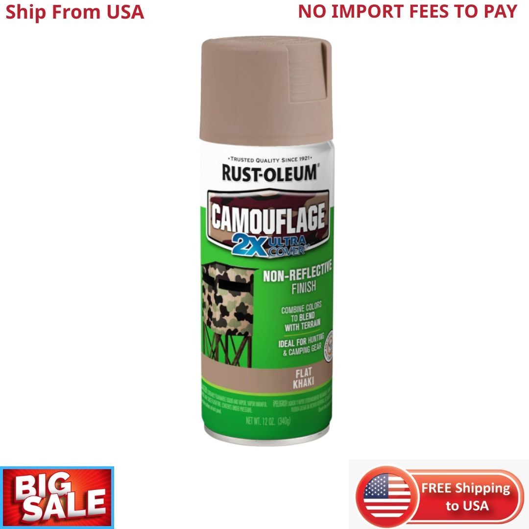279177 Camouflage 2X Ultra Cover Spray Paint, 12 oz, Khaki New
