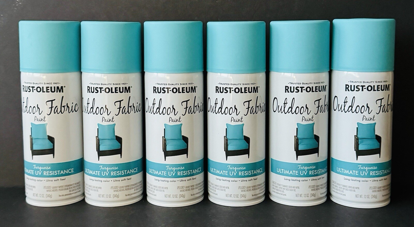Rust-Oleum 358842 Outdoor Fabric Paint “TURQUOISE”, 12oz (6 Pack)