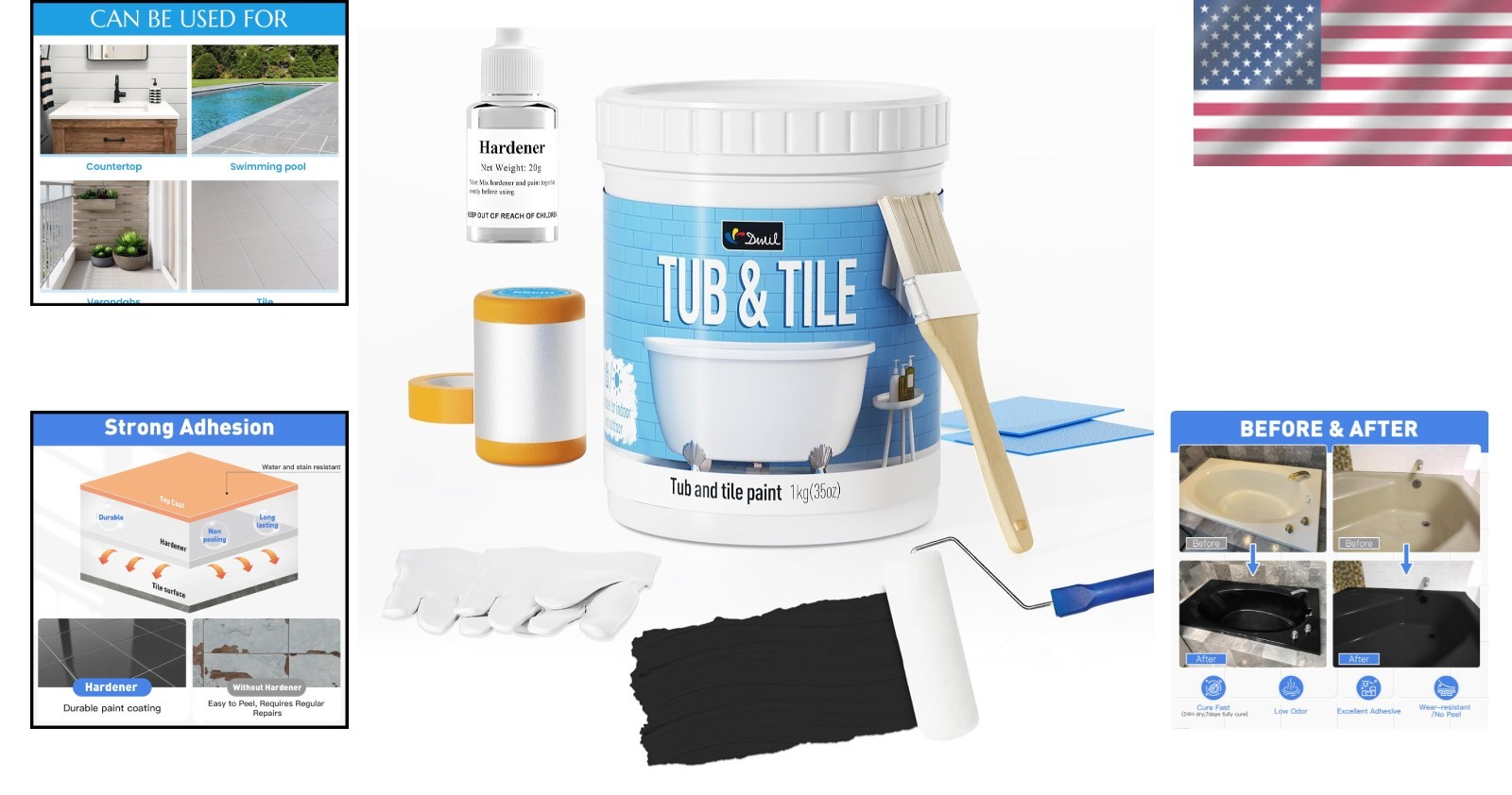 Water Based Tile Paint, Quick-Dry, 33oz – Semi-Gloss Black