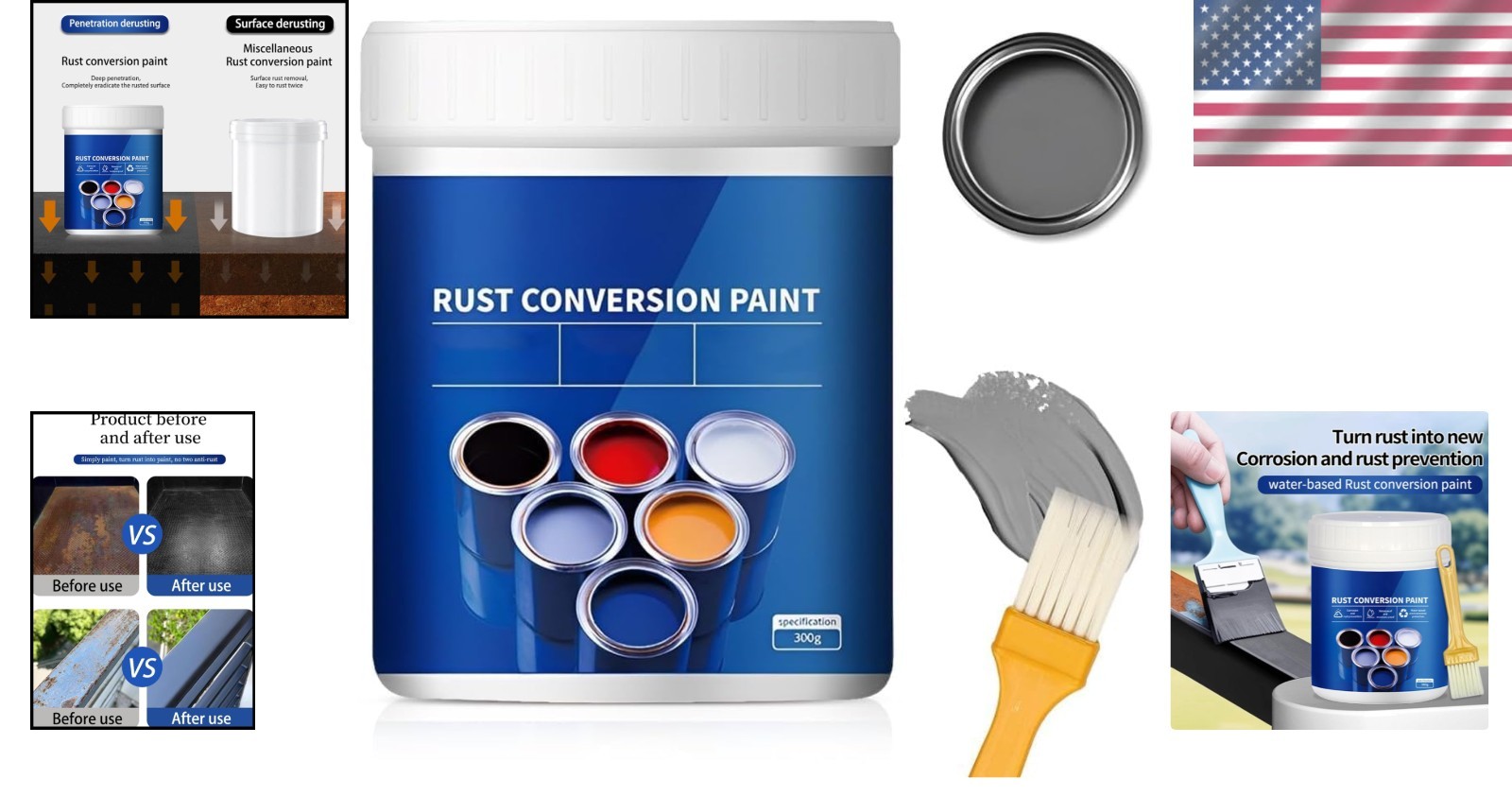 Water-Based Rust Converter & Primer for Metal, 10.7 Oz – Waterproof Protection