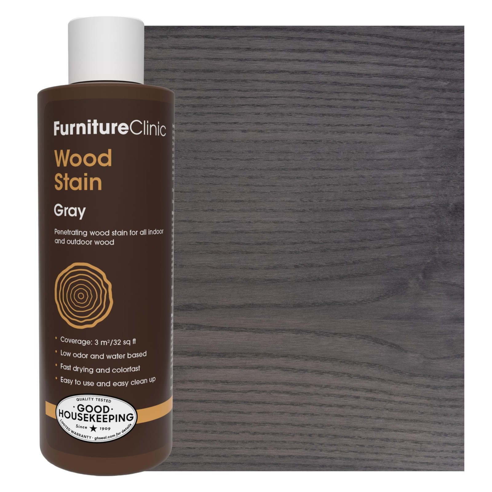 Furniture Clinic Wood Stain | Grey | Water Based | Fast Drying, Low Odor, & N…