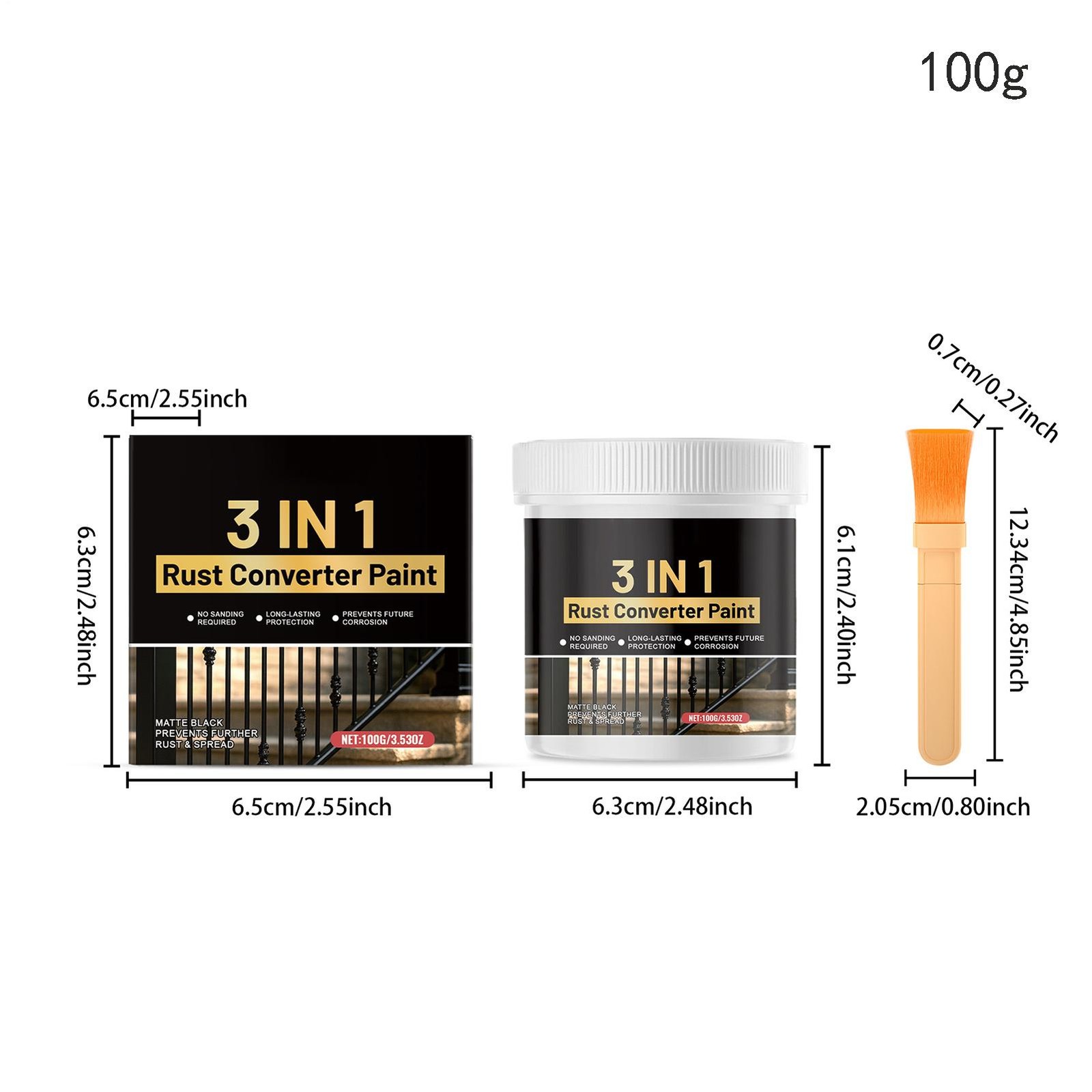 Rust Converter Paint Matte Black Anti-Rust Coating Metal Rust Converter