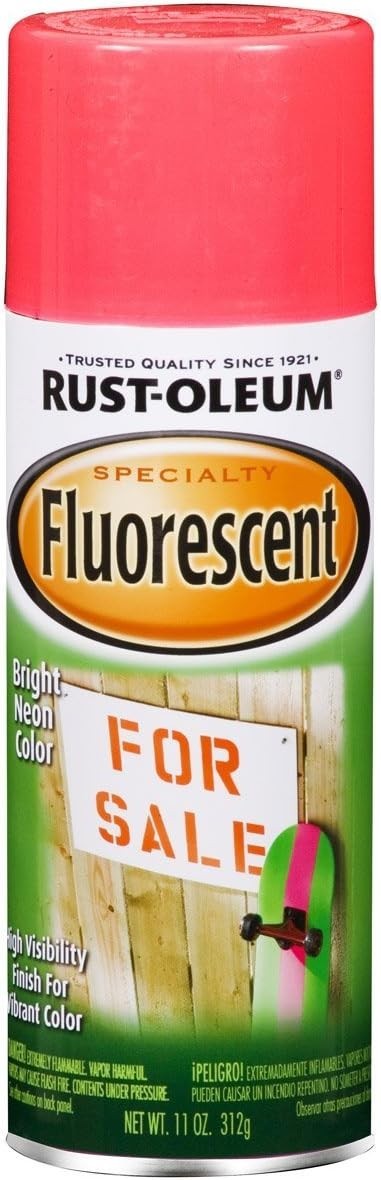 Rust Oleum Fluorescent Spray Paint 11Oz Bright Pink Neon Fast Drying High Vis…