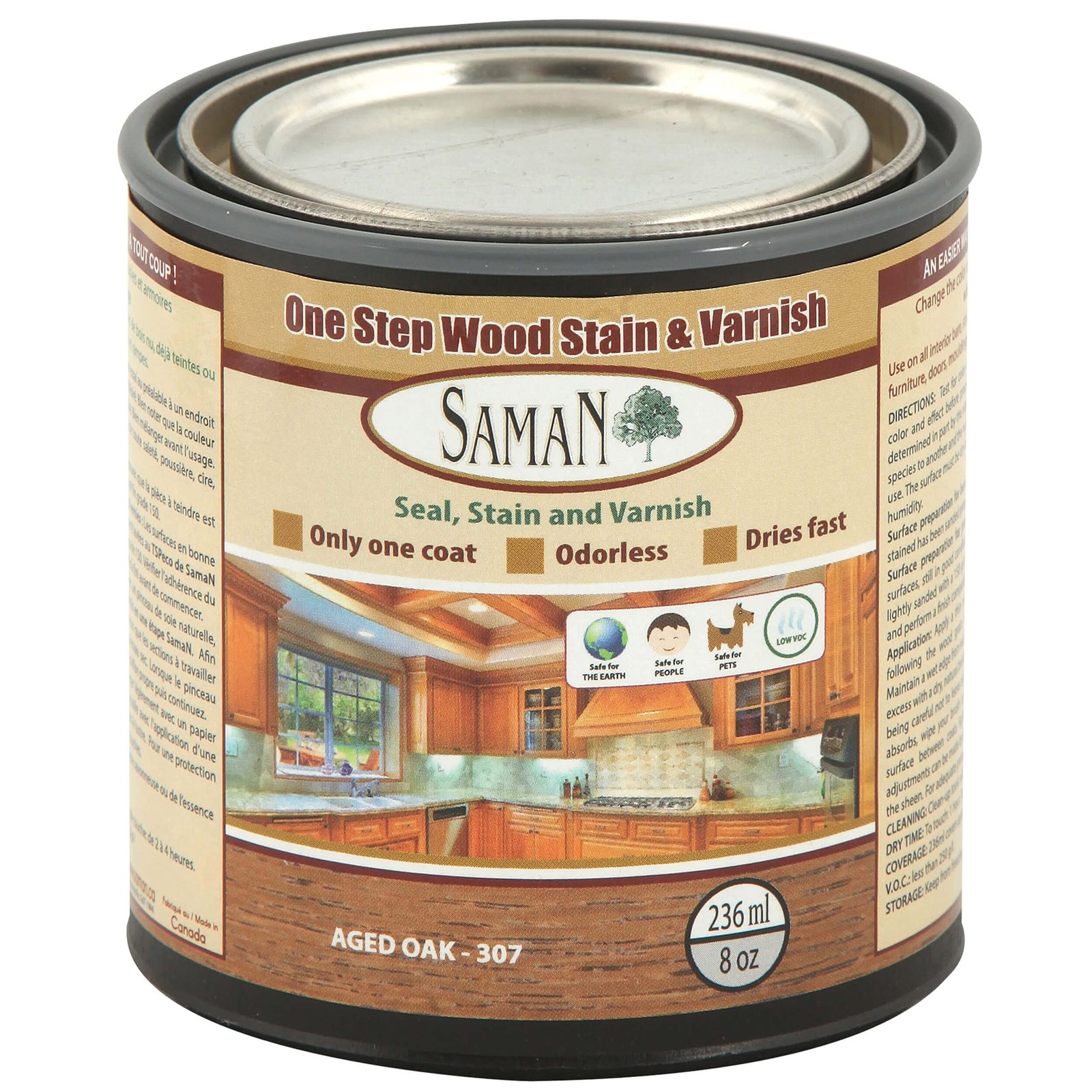 Interior One Step Wood Seal, Stain and Varnish – Oil Based Odorless Dye – Pro…