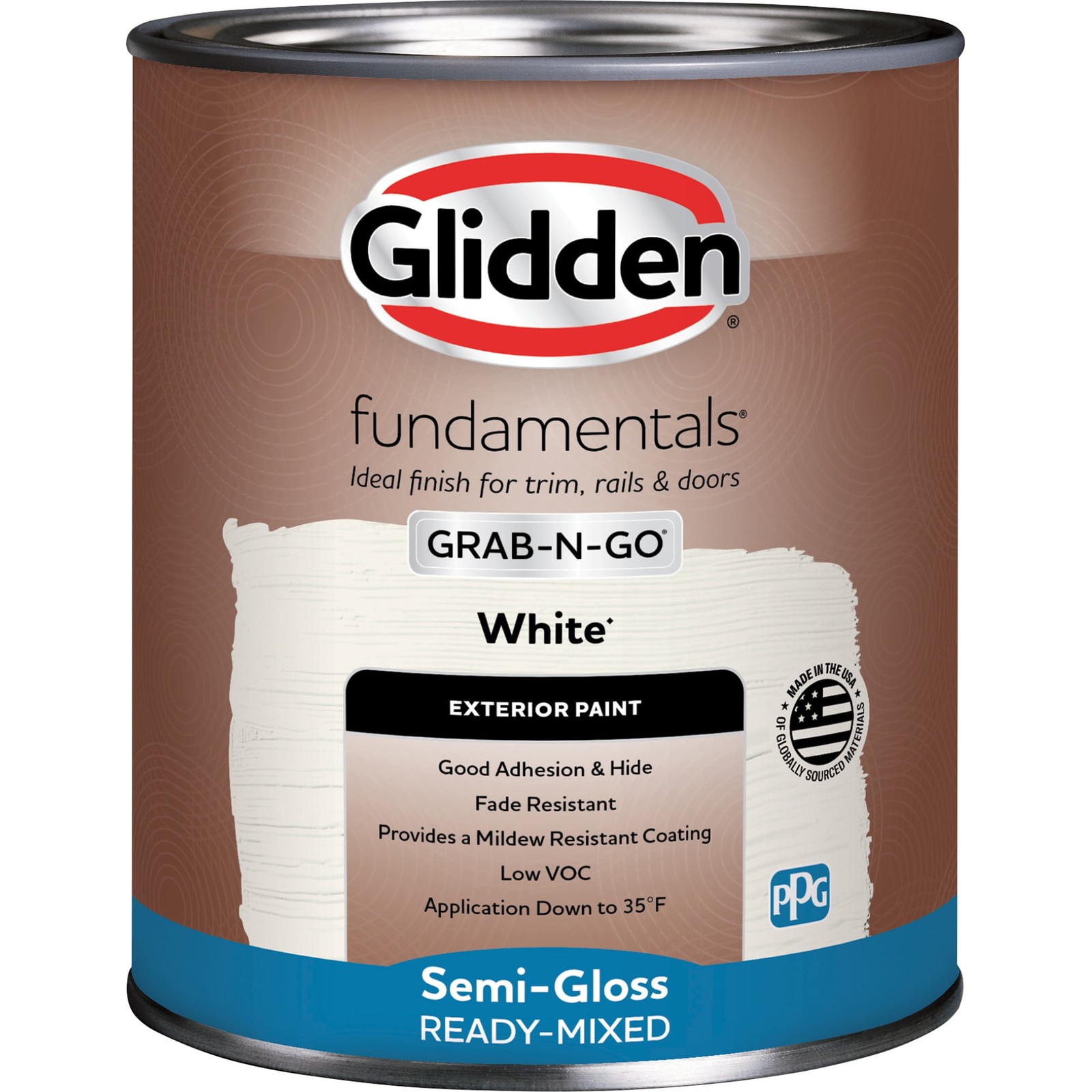 Fundamentals Grab-N-Go White Semi-Gloss Exterior Paint 1 Quart