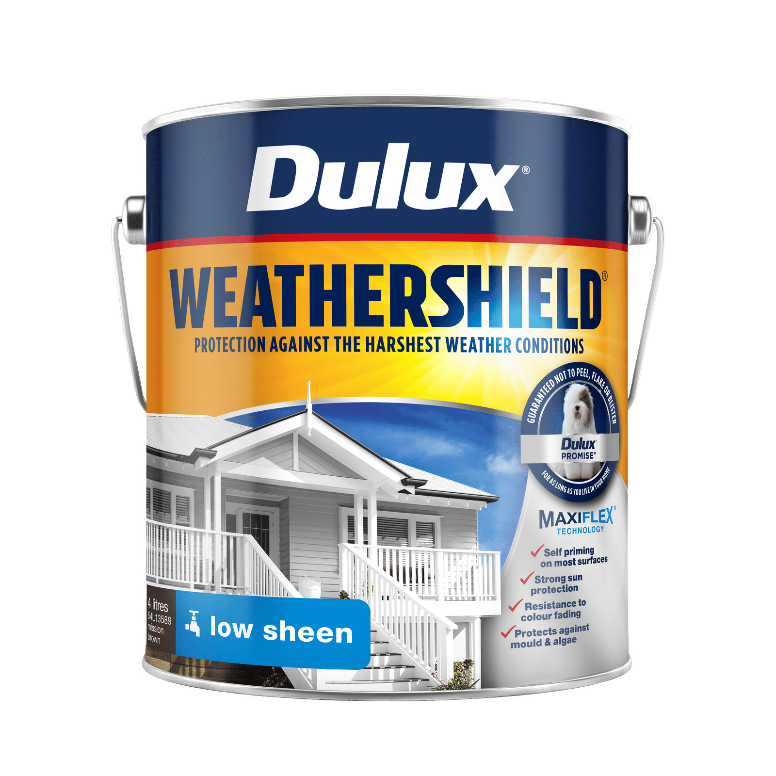 Dulux 4L Exterior Paint Weathershield Low Sheen Mission Brown Exterior Paint