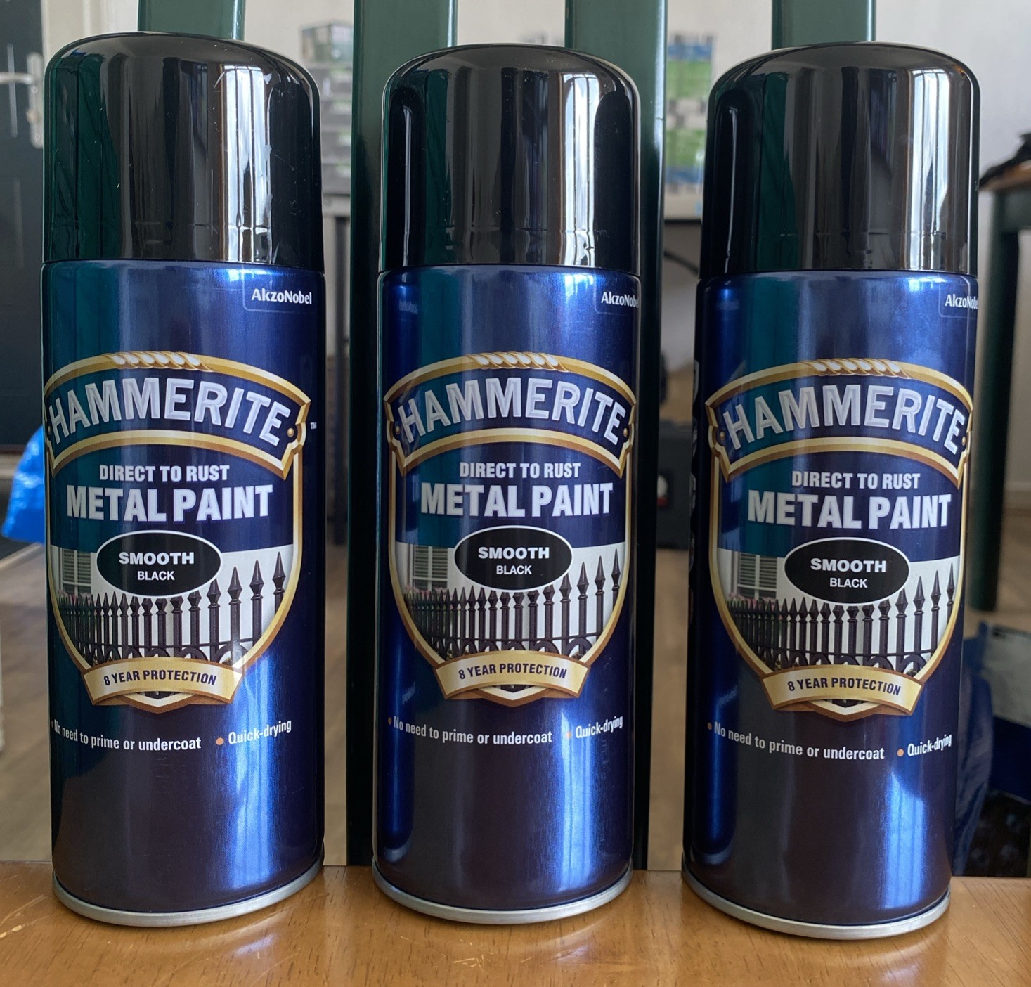 Hammerite Metal Paint – Smooth Black Spray Paint 400ml ( 3 Cans )