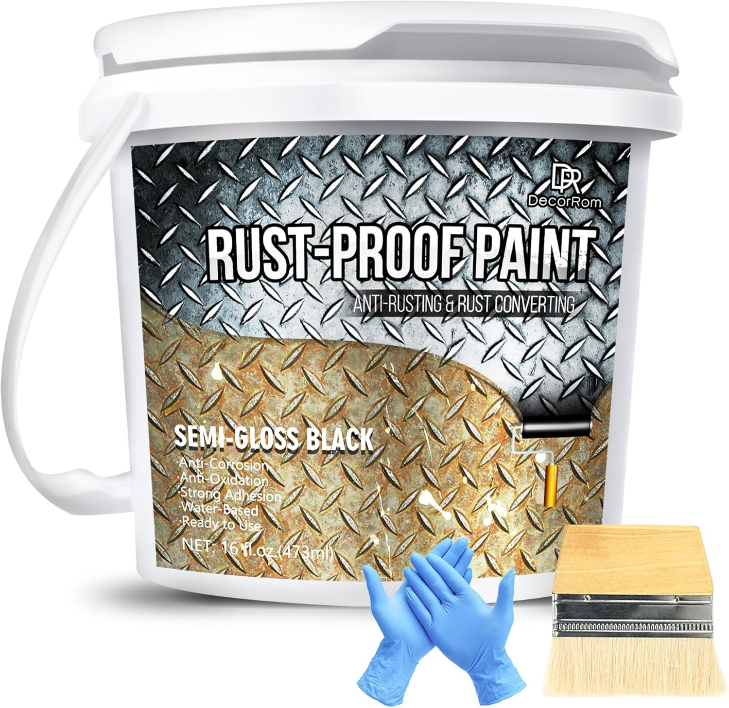 Rust Converter Paint – 16Oz Water-Based Rust Reformer & Metal Primer, Semi-Gloss