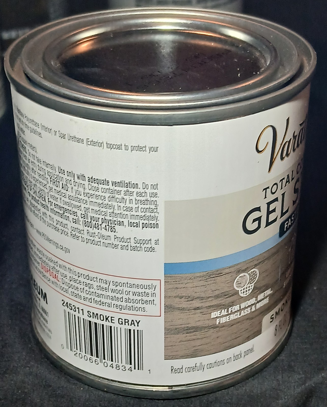 Varathane Total Control Gel Stain Smoke Gray 8oz Fast Dry Water Based Sealed New