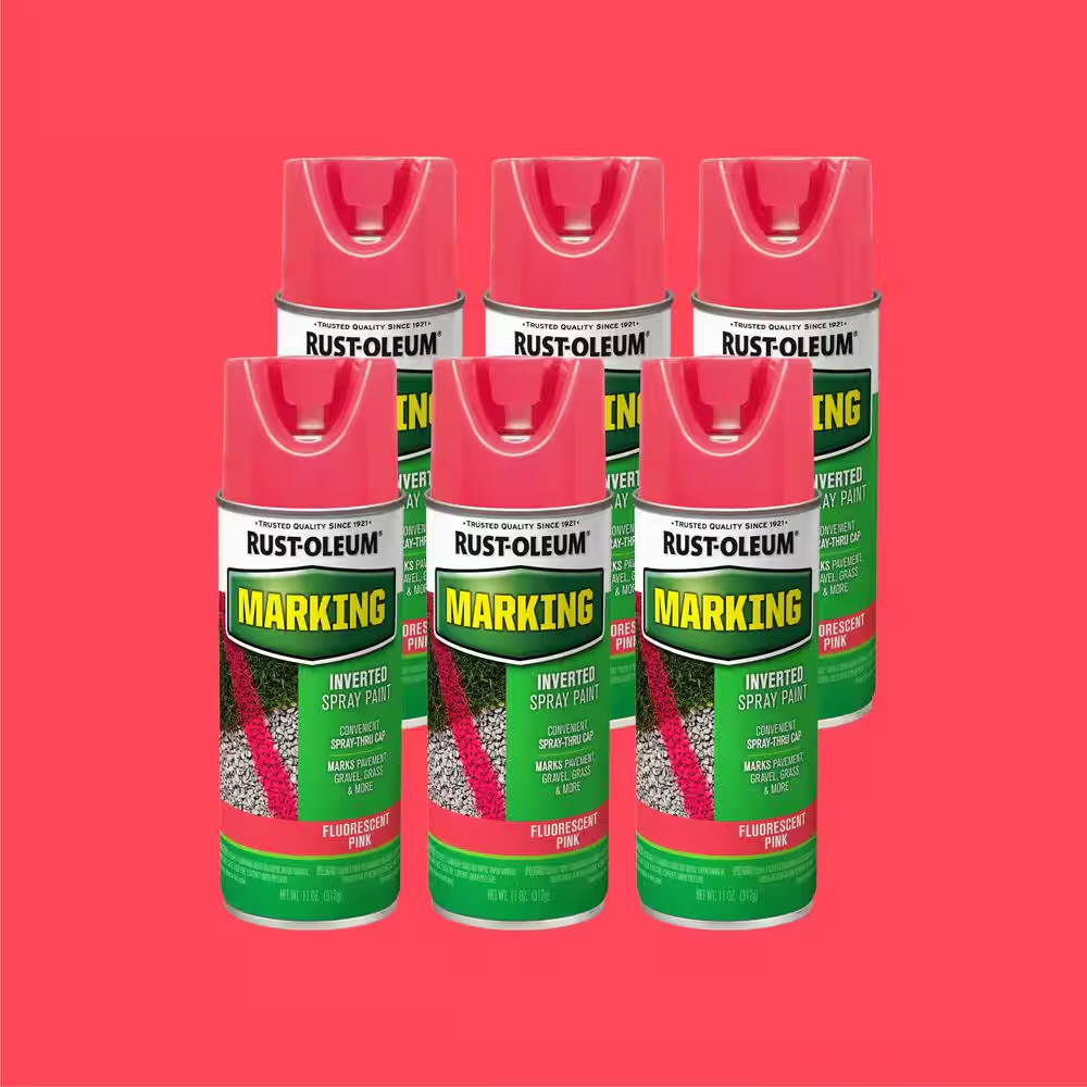 11 Oz. Fluorescent Pink Marking Spray Paint (6-Pack)
