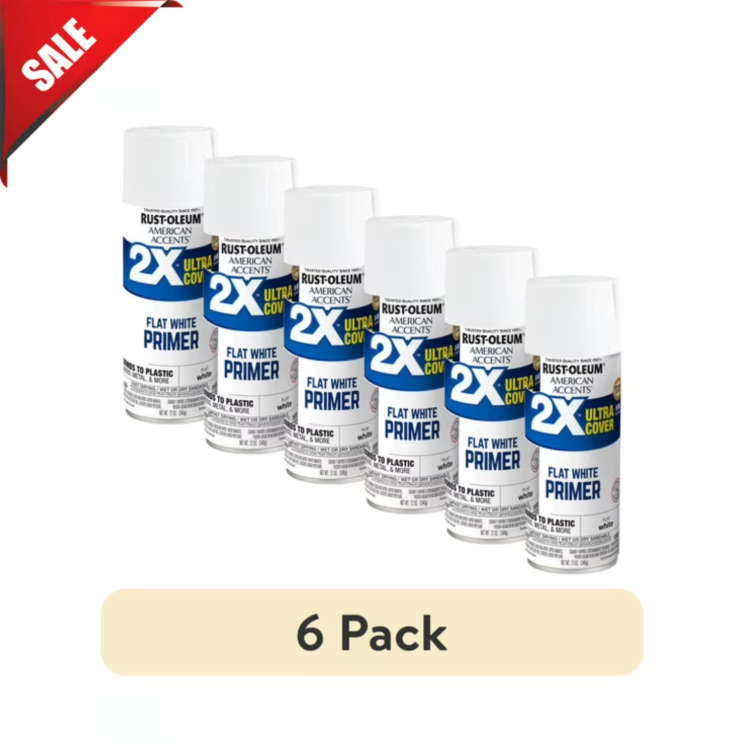 (6 pack) American Accents 2X Ultra Cover Flat Spray Paint, 12 oz. MultiColor